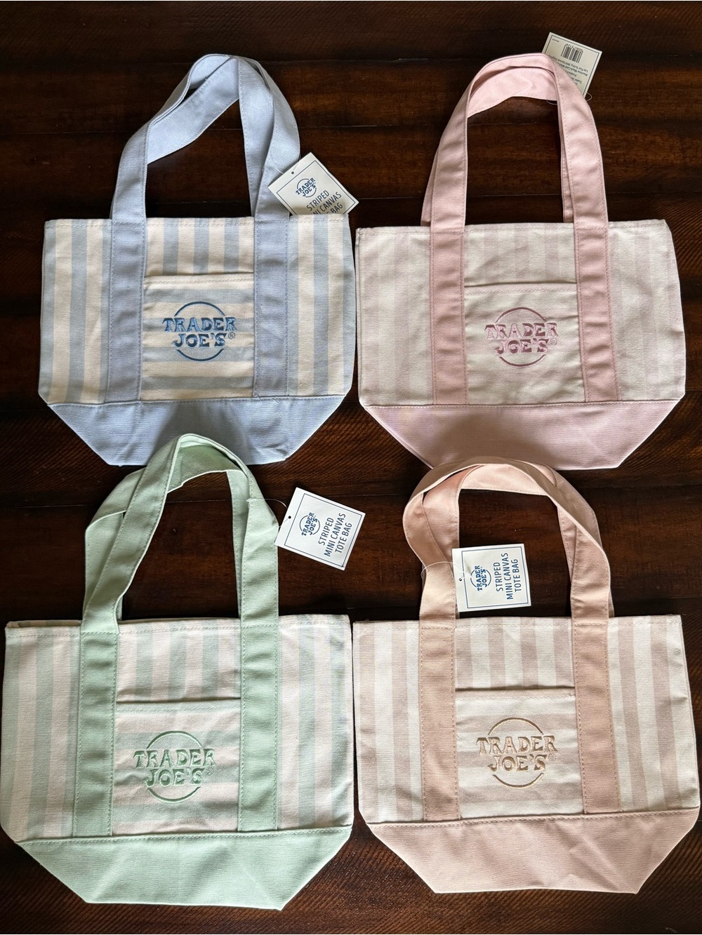 Trader Joe’s Striped Mini Tote Bags - set of 4